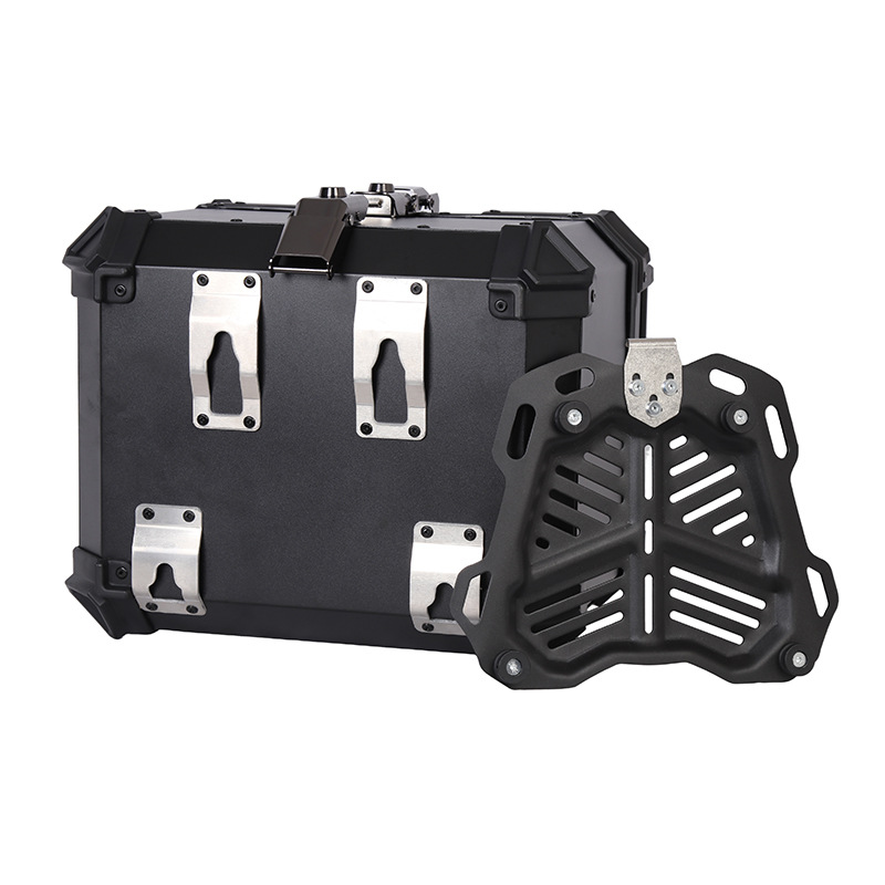 All Black Black Warrior Motorcycle Trunk Waterproof Quick Release Aluminum Alloy Tail Box 45L/55L/65L Storage Box