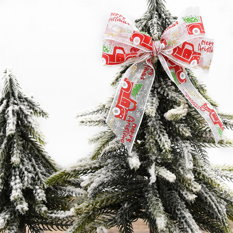 Nuevo Amazon impresión de automóviles de Navidad Noche de Navidad decoración del árbol de Navidad cinta de polvo de pulverización cinta de hilo 10 yardas