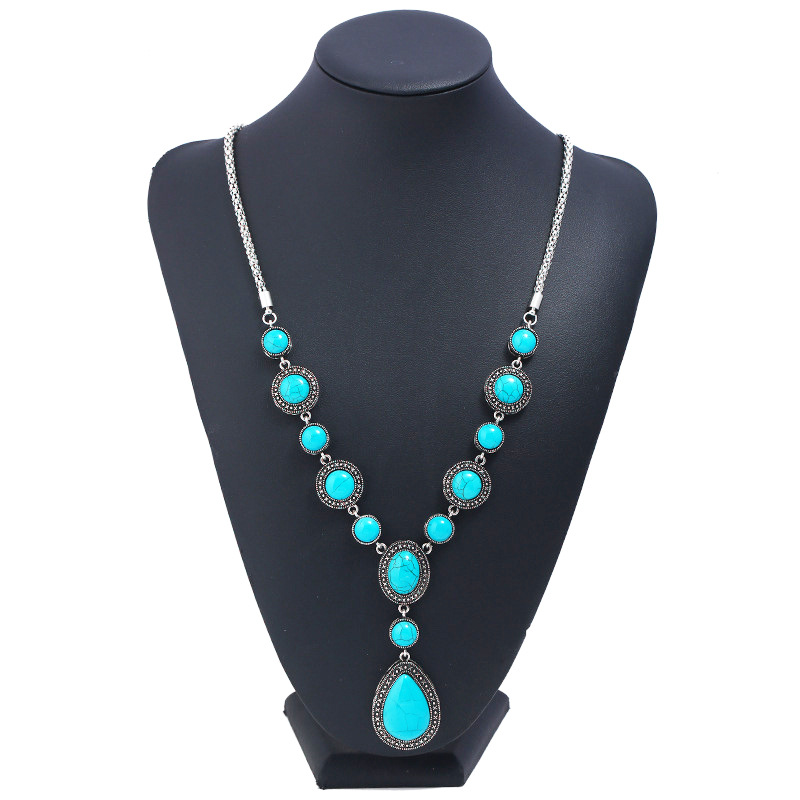 1 Piece Quantity Party Occasion Alloy, turquoise Material Retro Geometric Alloy Turquoise Plating Women's Pendant Necklace