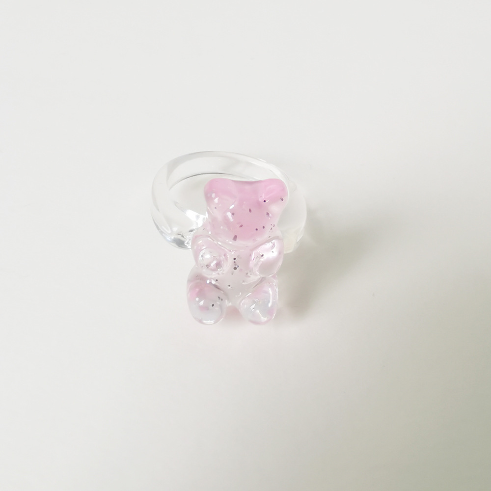 4g Weight Rings Classification 1 Piece Quantity Daily Occasion Acrylic Material Bear Pattern Women's Gender Cute Style Cute Bear Arylic Women's Rings 15
