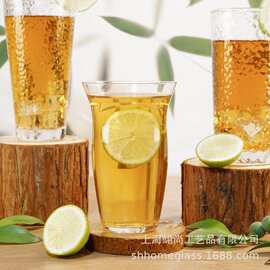 370ml手工开口杯 薄款啤酒杯 吹制平底杯 加印logo 创意设计 批发