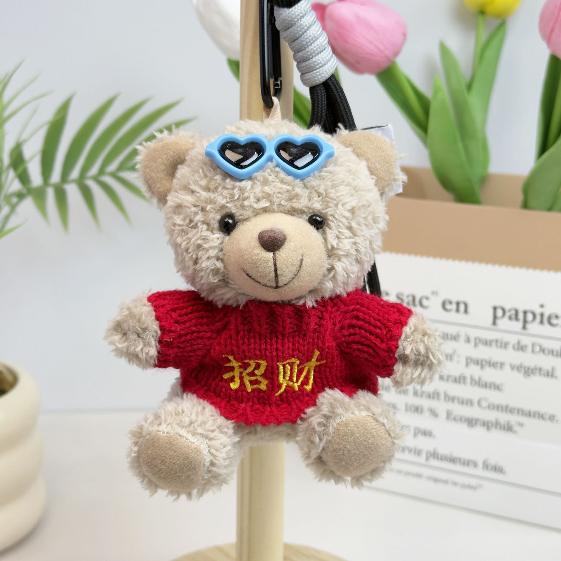 Suéter Teddy Bear Keychain bolsas colgantes muñecas de peluche creativas lindas gafas piloto Teddy Bear