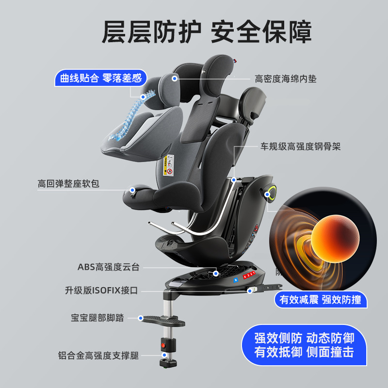 萌贝悠儿童安全座椅汽车用婴儿宝宝车载旋转坐椅可坐躺0-12岁360|undefined