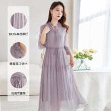 【杭州大码女装】原创重工绣花A字裙夏新显瘦桑蚕丝连衣裙女9582