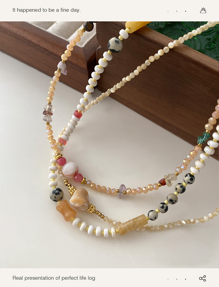 Wholesale Jewelry Vintage Style Ethnic Style Irregular Geometric Round Alloy Natural Stone 18K Gold Plated Beaded Plating Necklace display picture 7