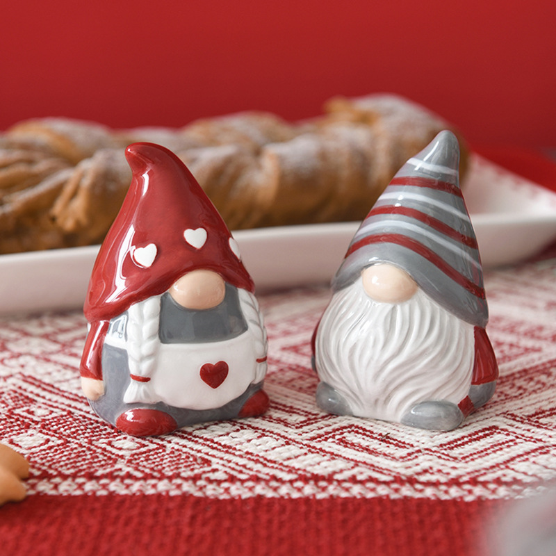 Santa Claus nórdico botella de sal de cerámica creativa Navidad genio botella de pimienta de alto valor decorativo relieve puede decorar