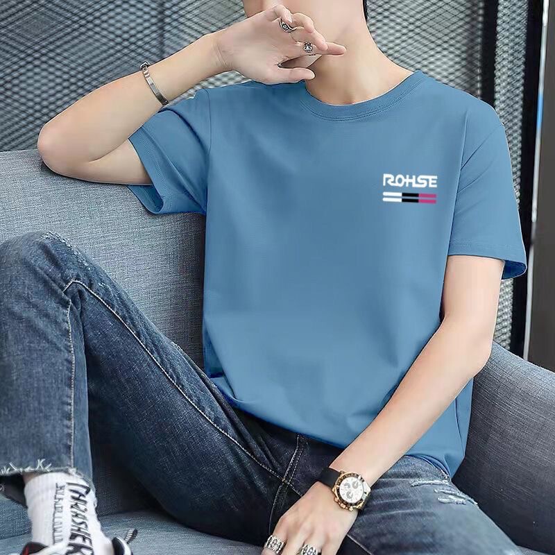 Summer Men's Short-Sleeved Breathable and Refreshing Light Luxury T-Shirt Simple and Versatile Korean Style Youth Casual Trendy Summer
