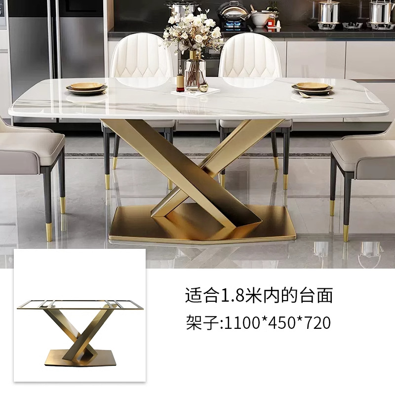 Mesa de acero inoxidable soporte de piernas de mármol base de lujo ligero marco de soporte de tabla de roca mesa redonda pie de mesa larga isla marco de mesa pie de comedor