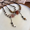 Ceramics, woven summer necklace, fashionable retro accessory, long chain for key bag , 2023 collection