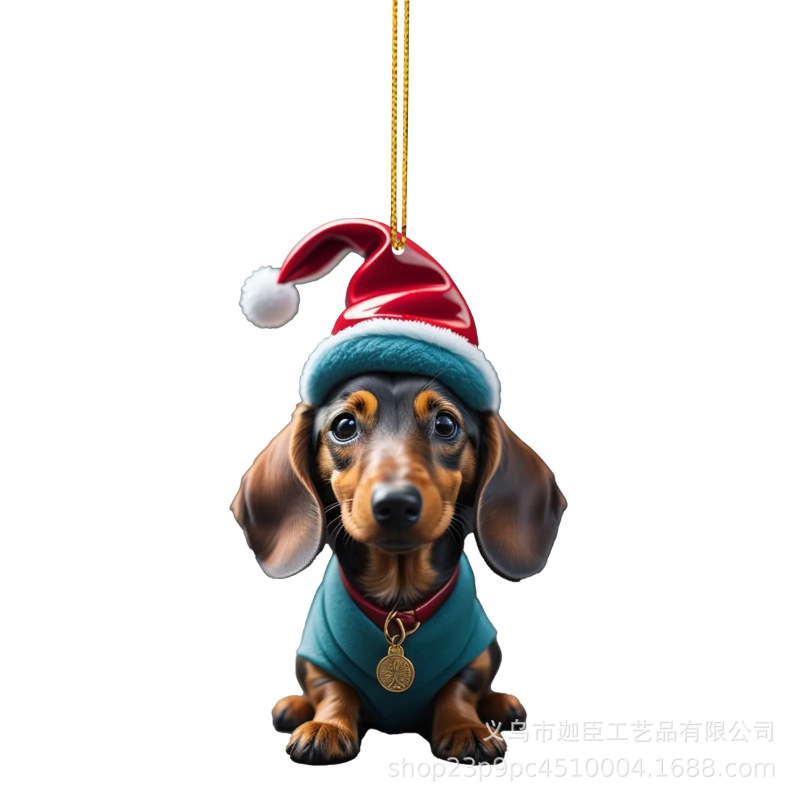 国境を越えた新製品クリスマス装飾品ソーセージ犬ストラップ平面クリスマスツリーストラップクリスマスツリーストラップ|undefined