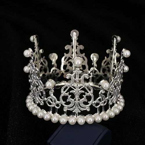 Tiara children birthday child full circle crown bride jewelry wedding highlight pearl cake baking