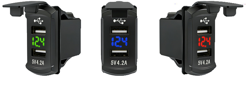 Switch-Type Car Charger Dual USB 4.2A with Voltage Display Car Charger Car-Mounted Mobile Phone Charger