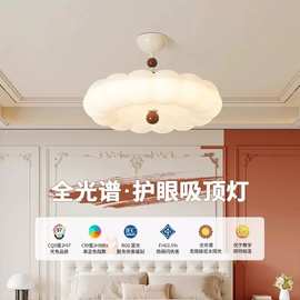 奶油风卧室灯全光谱护眼吸顶灯法式中古主卧灯儿童房灯书房南瓜灯