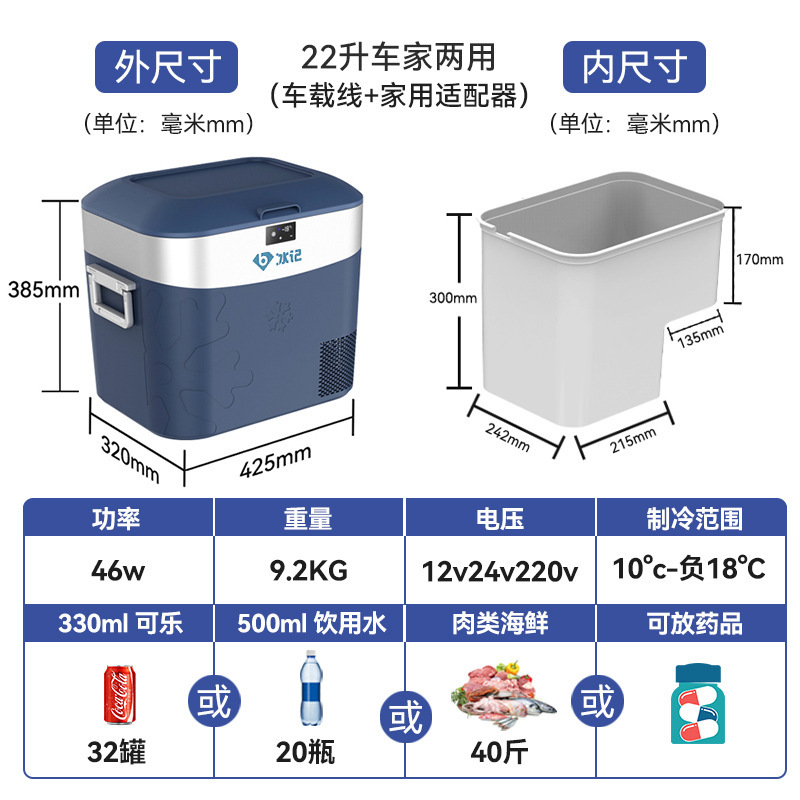 冰记2025新款车载冰箱车家两用12v24v220v压缩机制冷户外小型冰箱|undefined