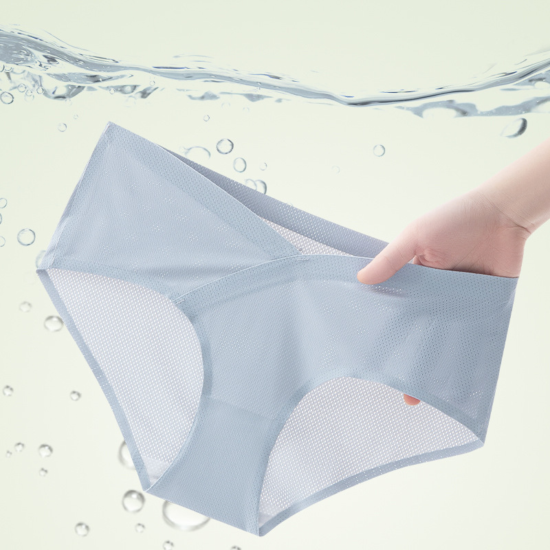 (Three-Piece Set) Maternity Low-Waist Breathable Hole Chiffon Seamless V-Shape Underwear for Pre- and Postpartum Universal Maternity Underwear