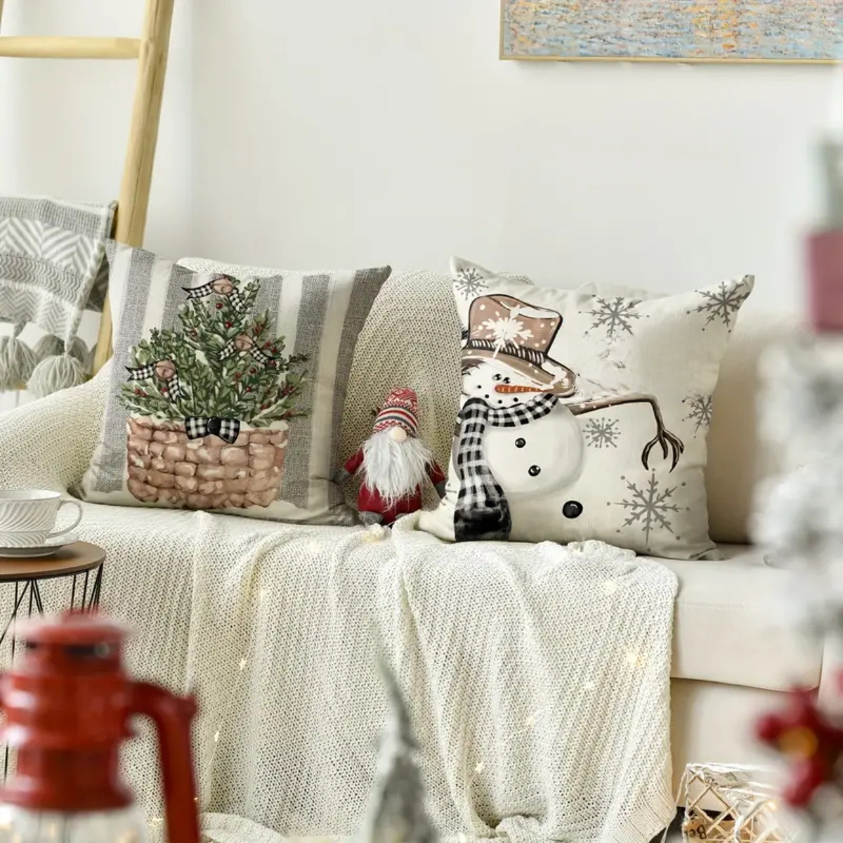 Federa per cuscino con stampa anti-canapa a forma di renna di Natale, modello di guanti da pupazzo di neve, vendita calda transfrontaliera_voghion.com
