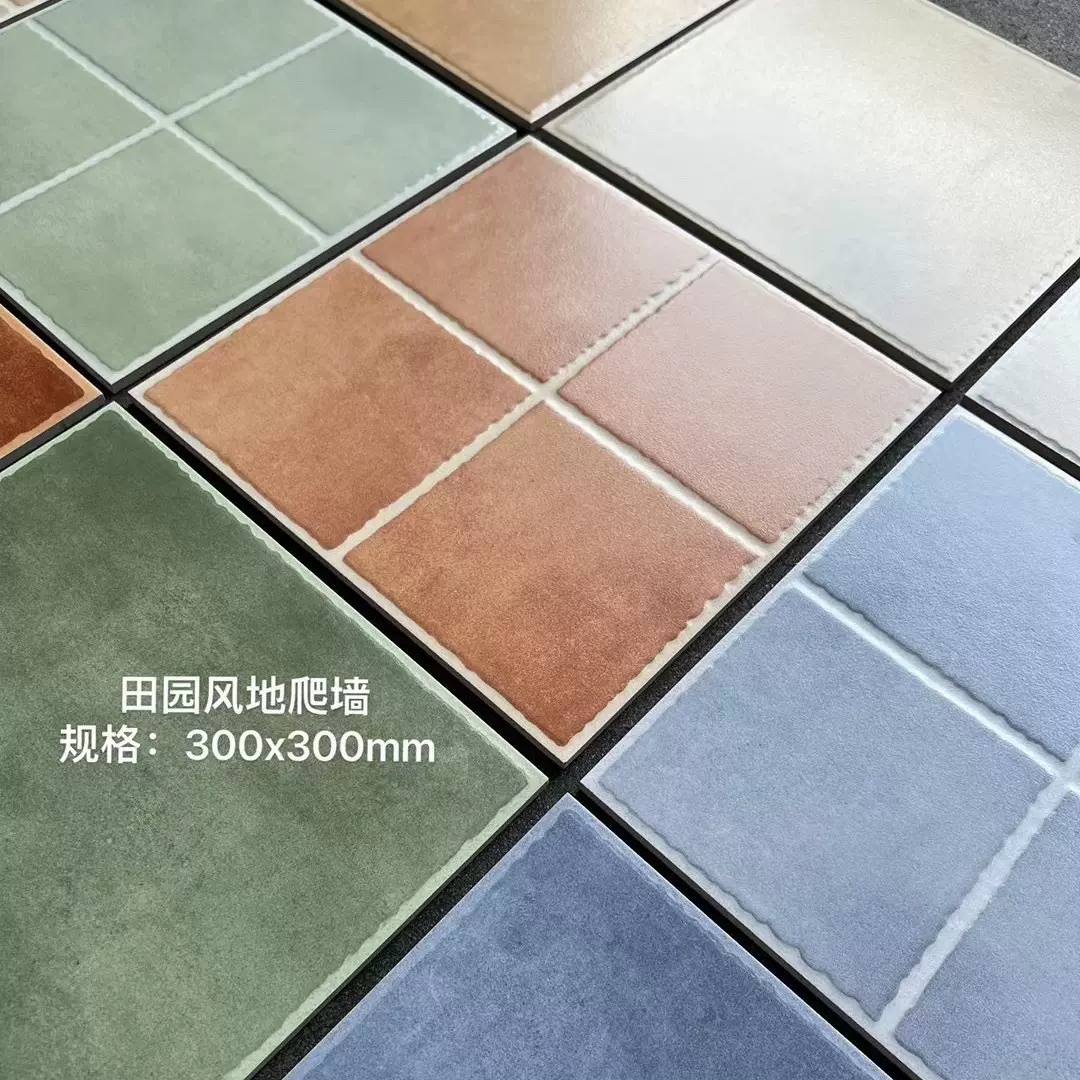 美式风格田园风300仿古砖哑光防滑地砖卫生间厨房墙砖糖果釉面