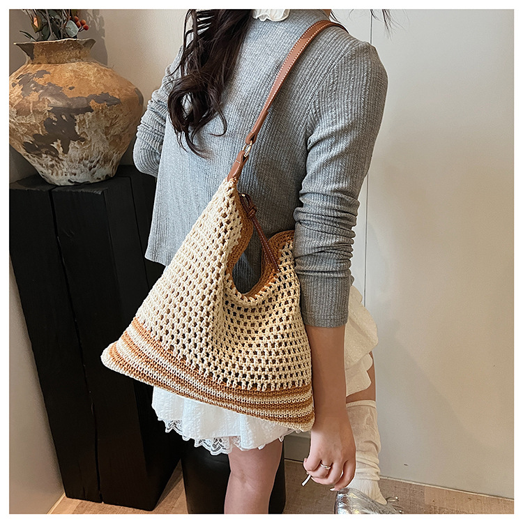 Summer versatile single-shoulder bags, trendy and fresh woven bags, seaside vacation beach bags, large-capacity travel bags undefined