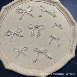 网红韩系芭蕾风设计感手工串珠仿珍珠蝴蝶结半成品鞋花饰品配件