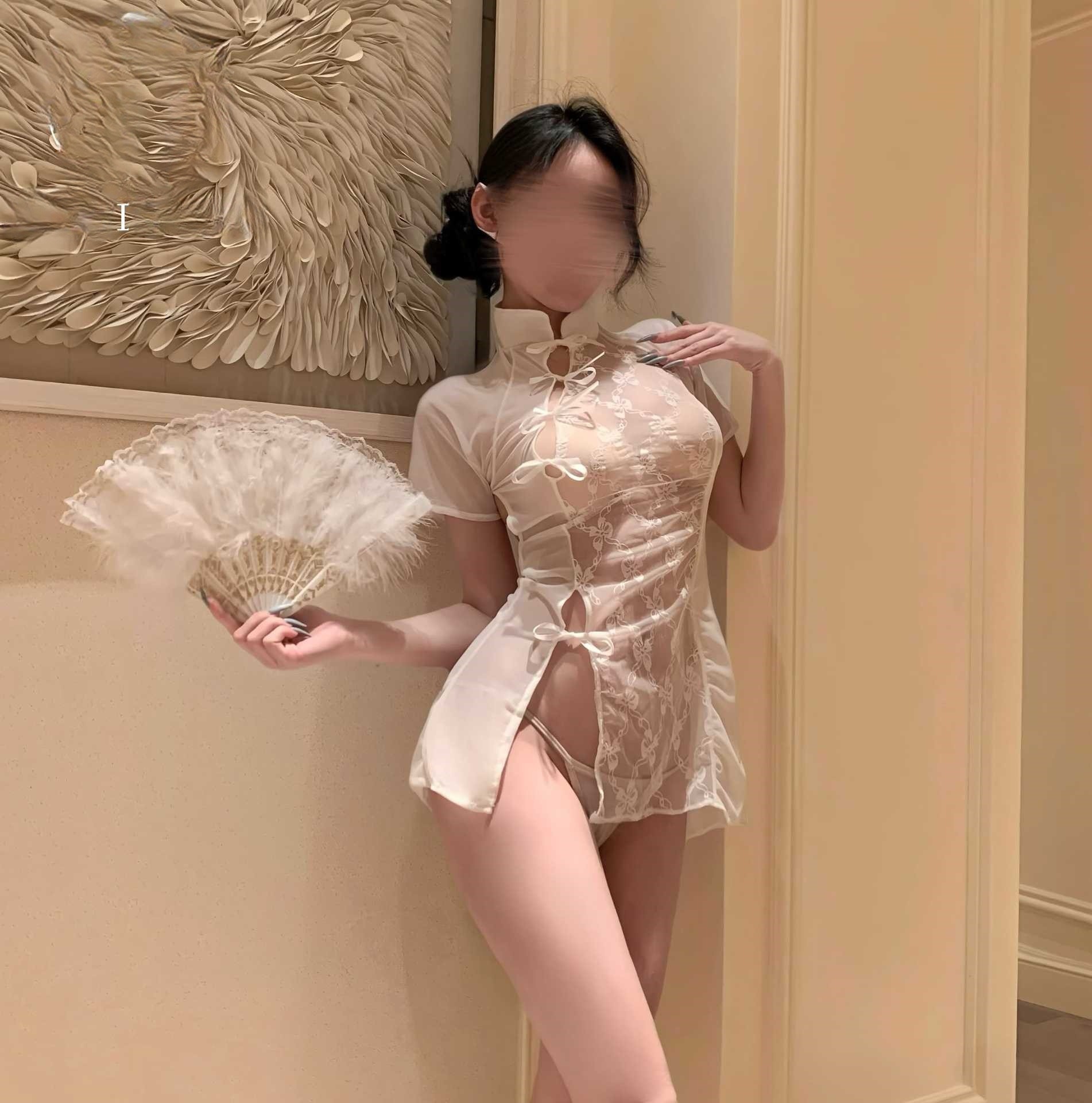 섹시한 속옷, 섹시한 중국 스타일 치파오, 레이스 사선 스트랩, 여성용 슬릿, 복고풍 드레스, 시스루 잠옷