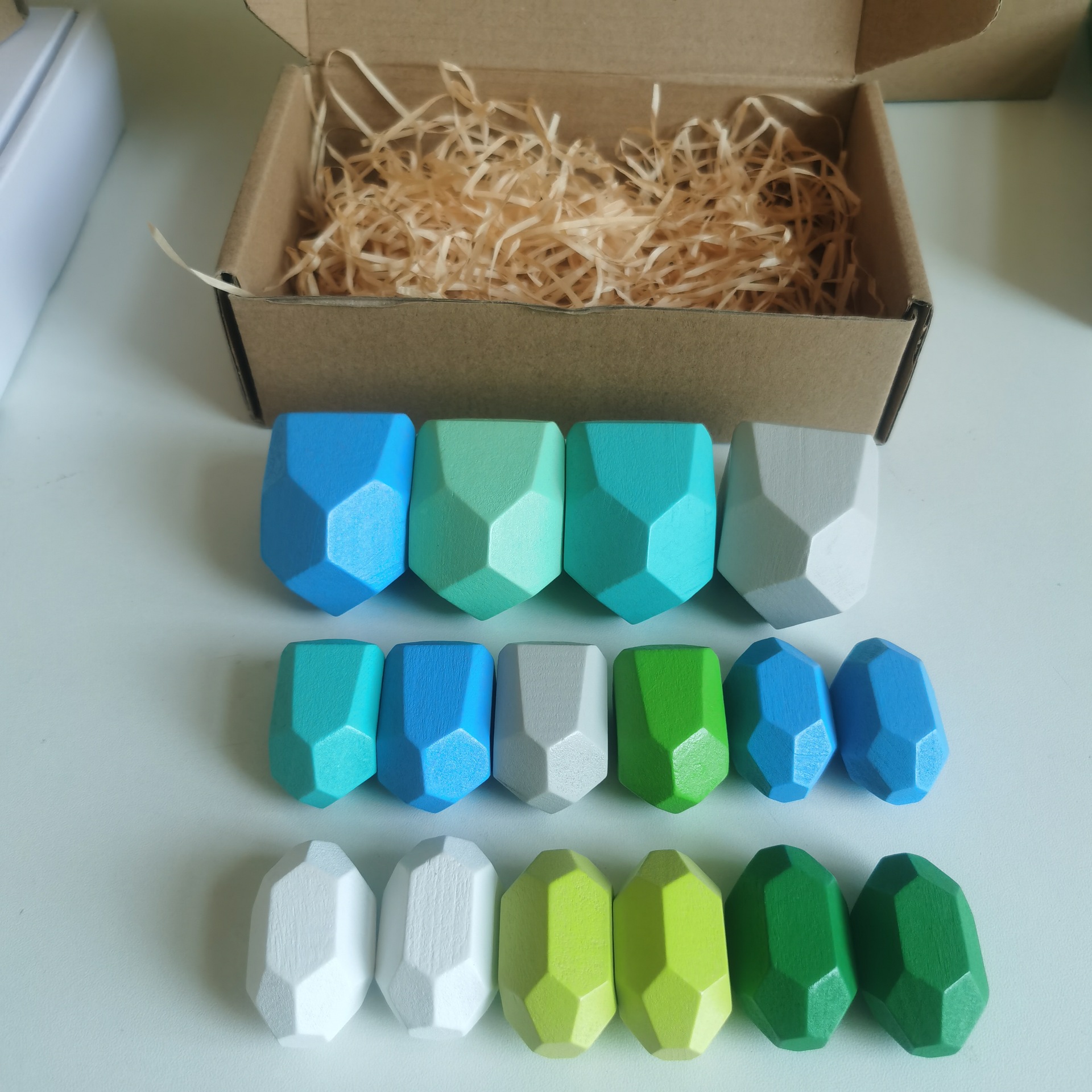 Piedra laminada de madera para niños piedra de color Montessori de madera equilibrio cognitivo laminado bloques de construcción juguetes de educación temprana