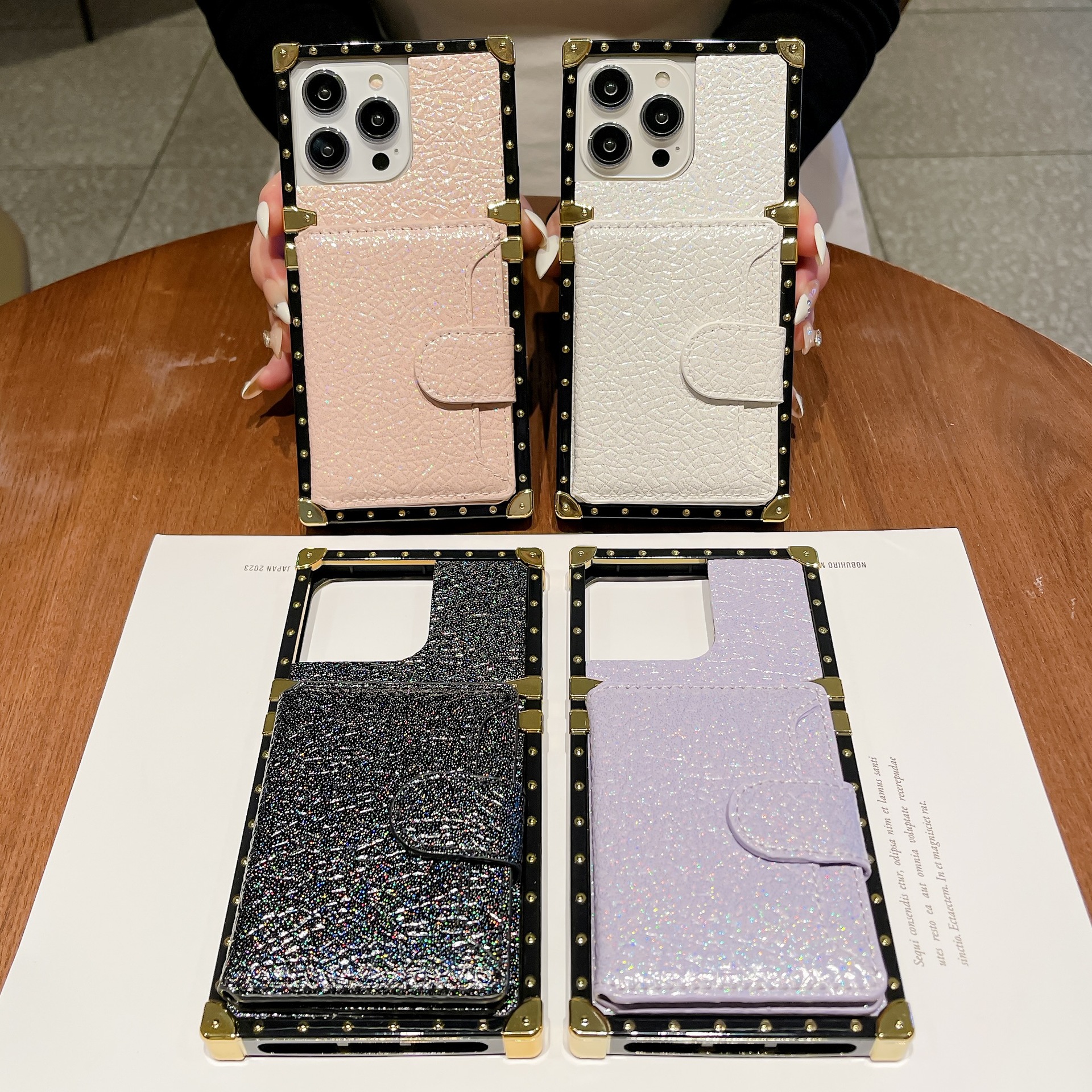Glitter Phone Case With Card Holder For Iphone And Samsung_voghion.com