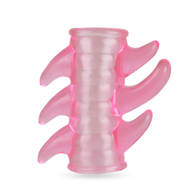 Men’s Threaded Locking Penis Ring, Soft Silicone Textured Couples Aid, 6-Spike Design — detail image 5