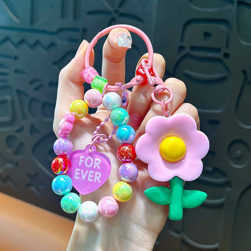 Flor de resina creativa colgante de llavero colgante colorido beaded pulsera mochila colgante decoración regalos pequeños regalos al por mayor