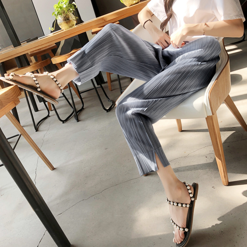 Cropped Pants Women's Summer Thin Loose Issey Miyake Pleated Women's Pants Cropped Radish Pleated Wide Leg Casual Pants Cropped Pants Women's Summer Thin Loose Issey Miyake Pleated Women's Pants Cropped Radish Pleated Wide Leg Casual Pants
