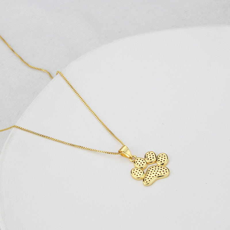 Korean Style Ins Zircon Catu0027s Paw Necklace Europe and America Cross Border Simple Niche Design C