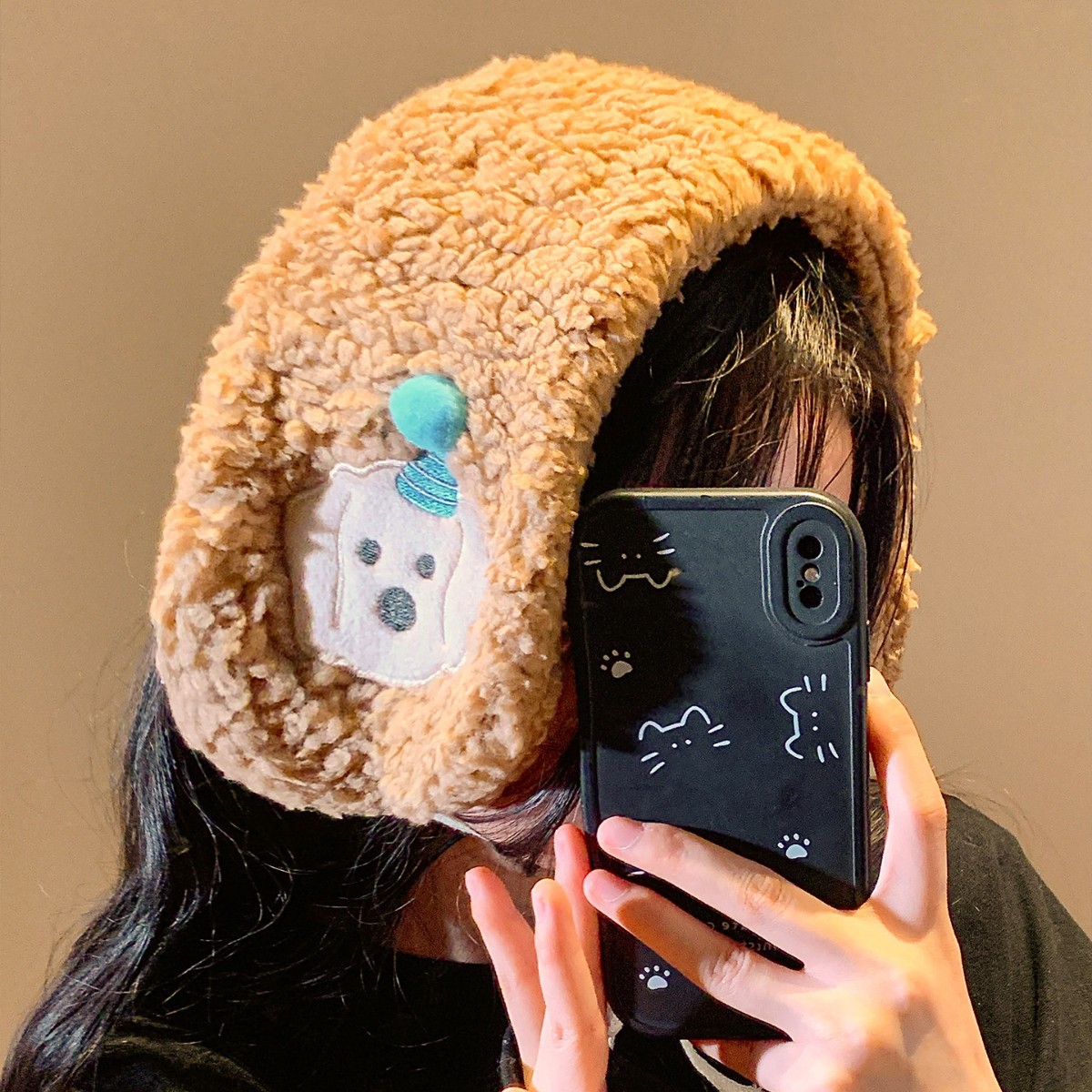 Hermosas nuevas orejas de peluche perros cálidos auriculares auriculares de invierno estudiantes montar a prueba de viento y frío protector de oídos