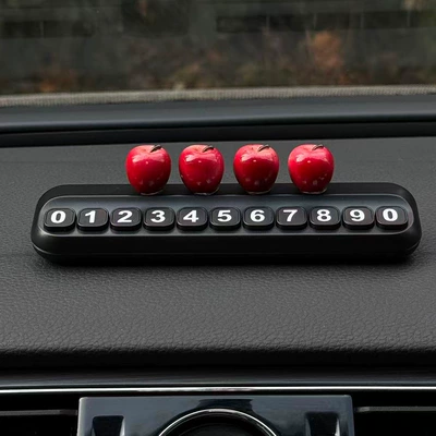 Moving License Plate — Nömrəli dayanma kartı - 4-glossy-small-apples-black-large-number-parking-sign