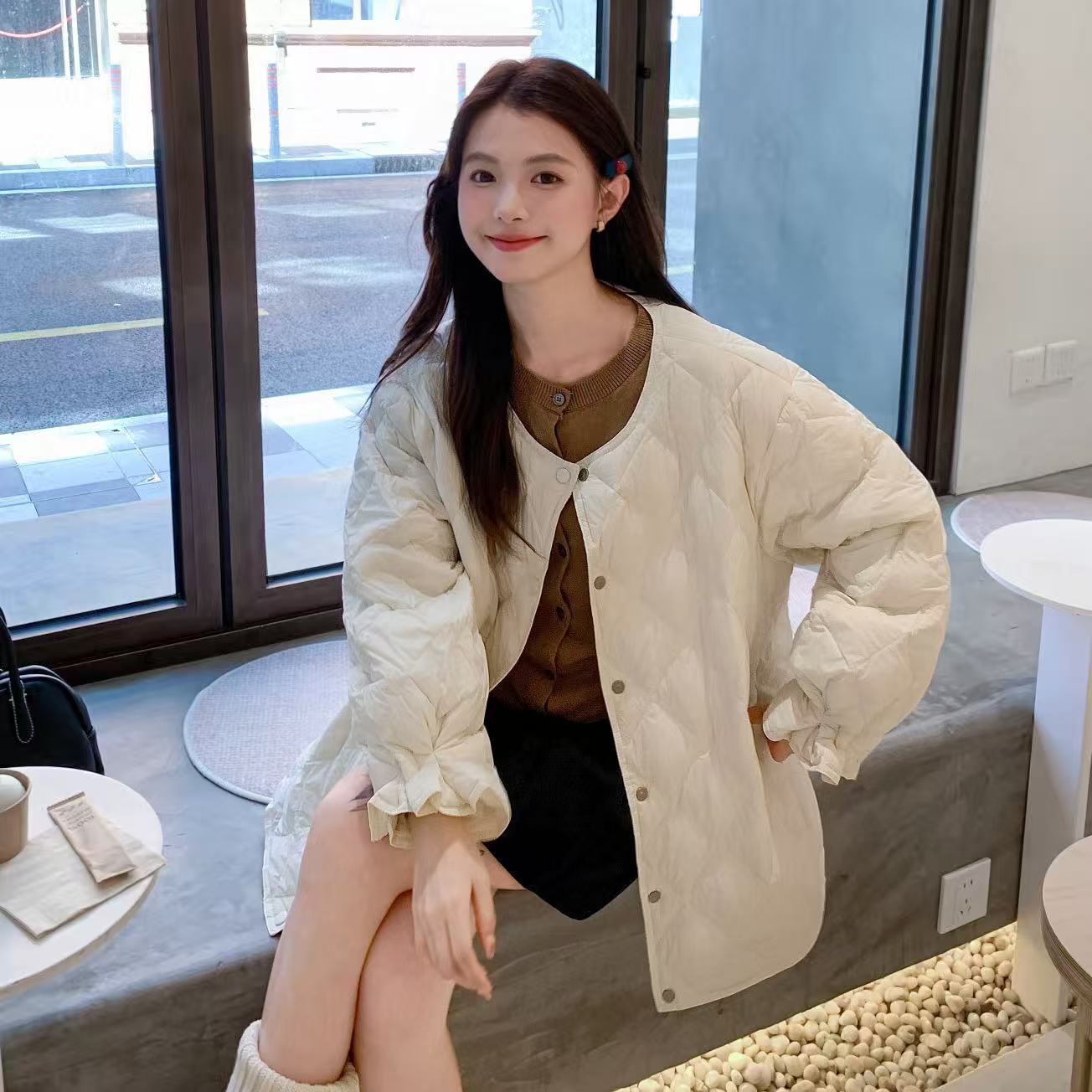 大季2025新款胖mm200斤加肥加大码90绒菱形格羽绒服女中长款9961