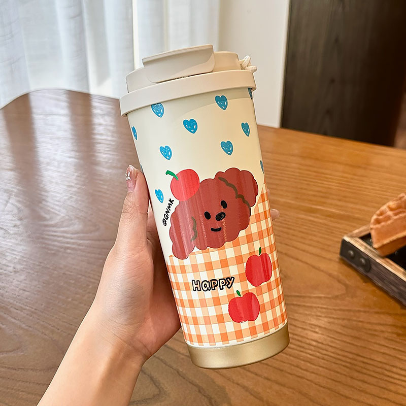 可爱便携陶瓷内胆咖啡杯外出携带保温杯吸管女生高颜值随身水杯子|undefined