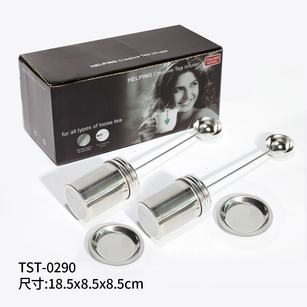 Suministro directo de fábrica fabricante de té 304 colador de té de acero inoxidable simple plegable juego de té binaural accesorios gran cantidad en stock