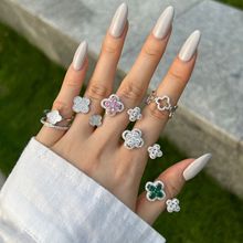 �羳����S925������ָŮ�ʯ��Ƕ��Ҷ�ݾ������ʱ�и���Ů������