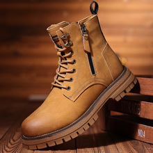 跨境爆款男士马丁靴冬季加厚真皮厚底防滑雪地靴工装靴