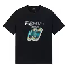 FENDI-Inspired New Arrival Printed Crew Neck Short-Sleeve T-Shirt for Women, Unisex Couple Style, Casual Tee