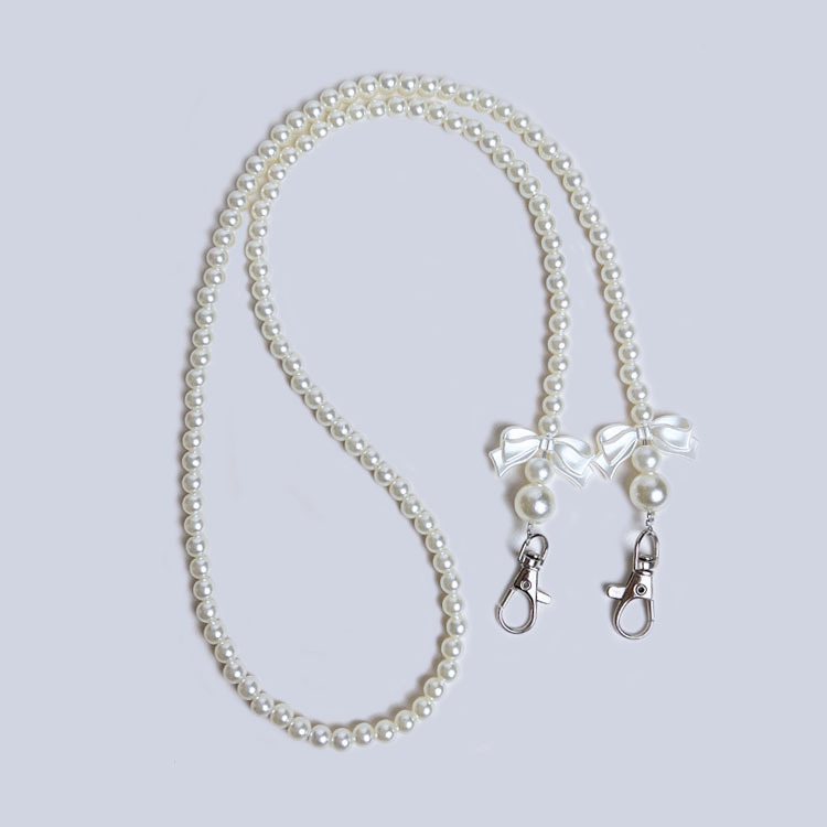 Abs Pearl Bag Strap Bow Style Chain Shoulder Strap Pearl Chain Ready-Made Satchel Crossbody Armpit Replacement