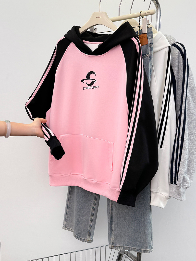 Felpa unisex coppia outfit primavera autunno sottile 2024 felpa con cappuccio stampata larga stile coreano top 100 kg_voghion.com