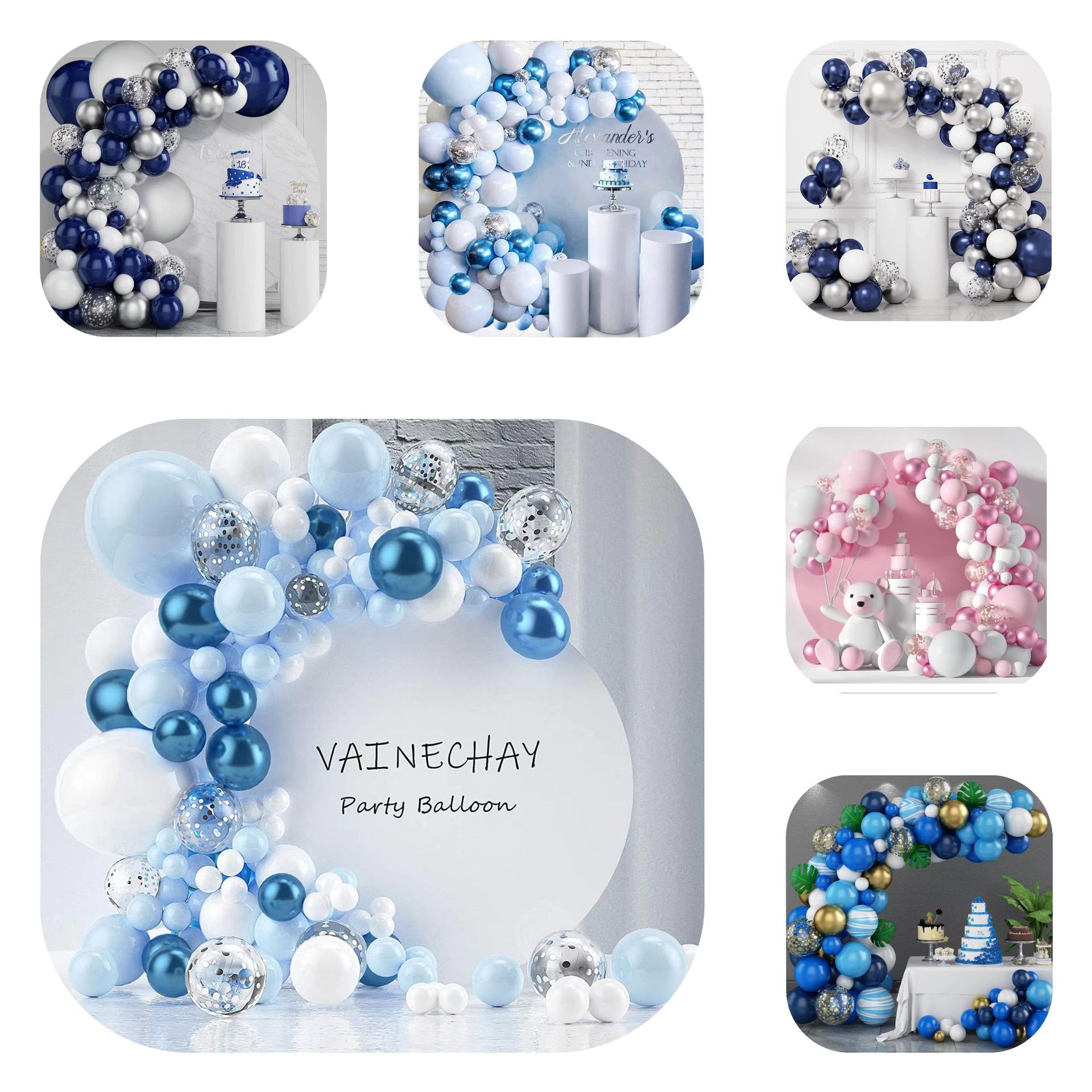 Set de globos de látex azul macaron — decoración para cumpleaños, bodas y fiestas, estilo transfronterizo