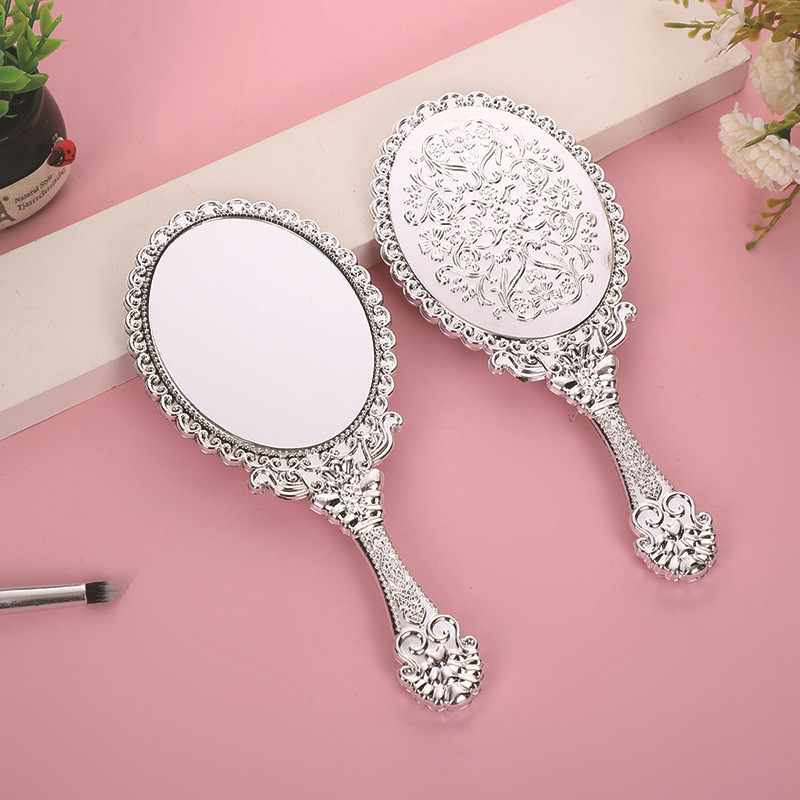 Espejo de encaje retro galvanizado de plástico, espejo de mano, espejo de maquillaje portátil, espejo de vestir antiguo, espejo de vestir creativo image 11