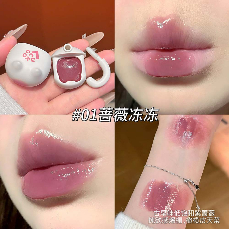 LUCKGO leche naranja gatos labios congelados agua espejo de maquillaje para cubrir las marcas de los labios no es fácil de descolorar lápiz labial maquillaje al por mayor image 7