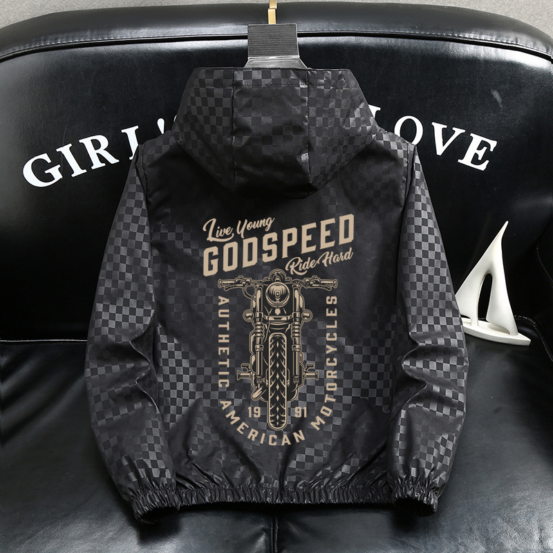 Veste à capuche homme légère coupe ample style décontracté_voghion.com