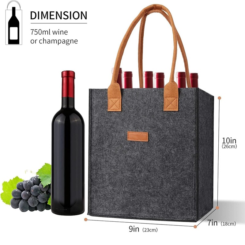 Felt Wine Bag 6 Bottles Tote Bag Promotion Simple Felt Red Wine Wine Cosmetics Bag Multifunctional Wine