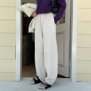 Women's Athletic Pants for Autumn and Winter 2025, New Korean Style, High-Waisted, Slimming, Drapey, Floor-Length Pants, Casual and Loose Fit