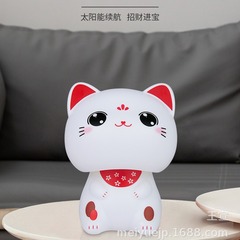 新商品の太陽エネルギーの大頭招き猫の置物創意的な自動車の贈り物の置物の店のレジの装飾の小さい置物