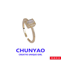 開口指環戒指女網紅鋯石時尚女個性潮氣質簡約冷淡風食指戒手飾