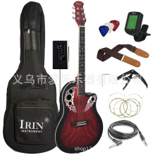 IRIN电箱民谣吉他41寸EQ吉他guitar圆背电吉他葡萄孔电木吉他琴