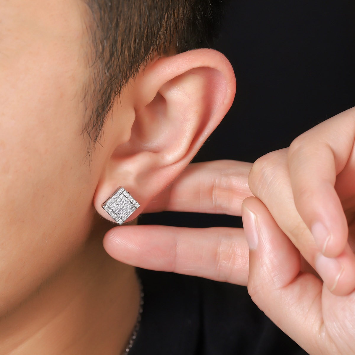 Square Zircon Stud Earrings For Men And Women Elegant Accessories_voghion.com